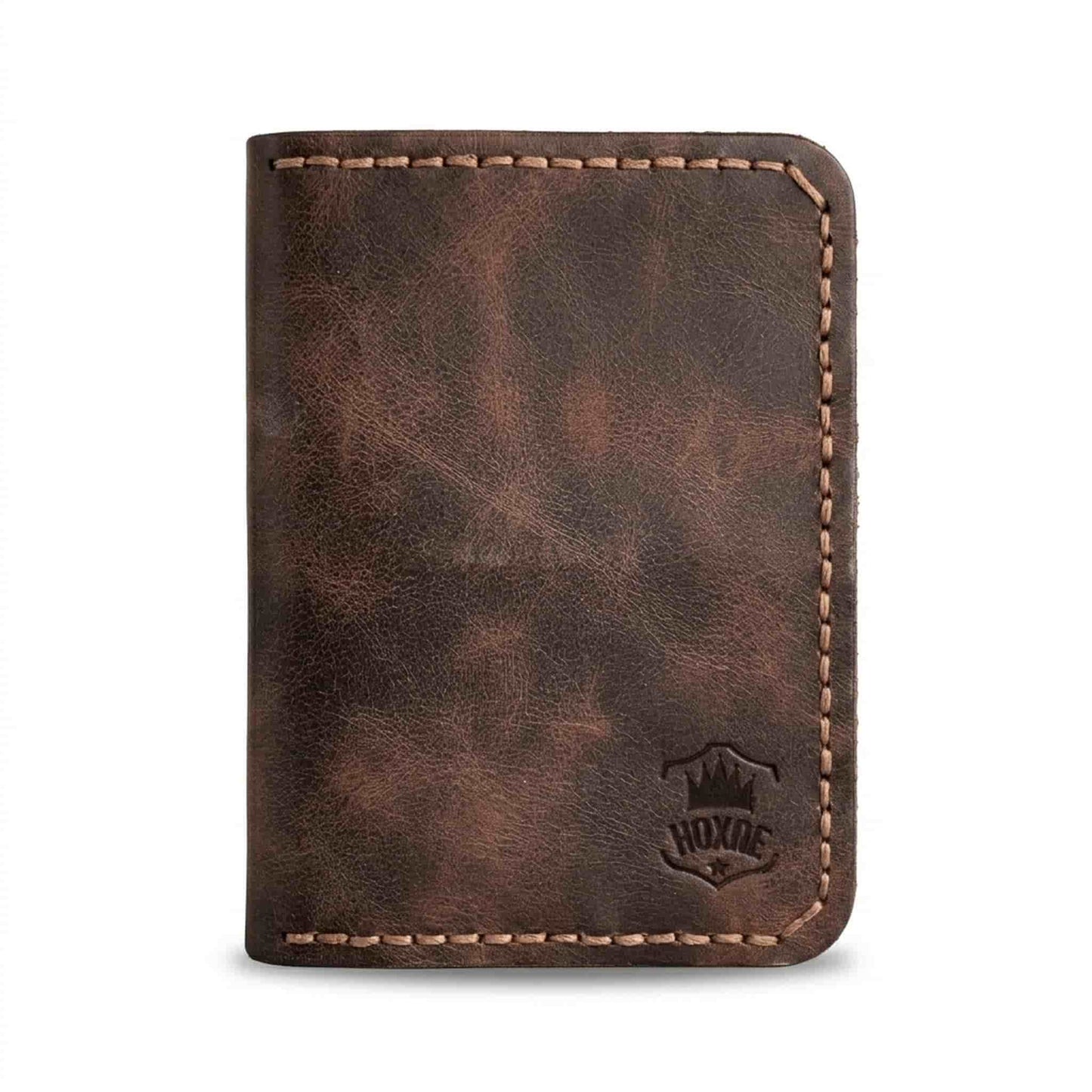 Hoxne Leather passport holder in brown, genuine leather