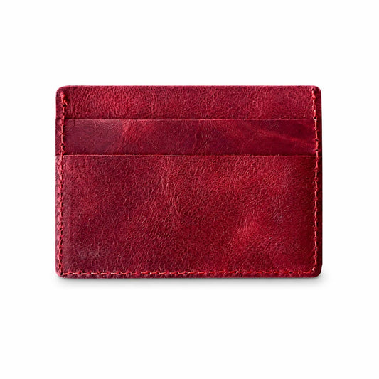 Hoxne Leather front pocket wallet in red, back view