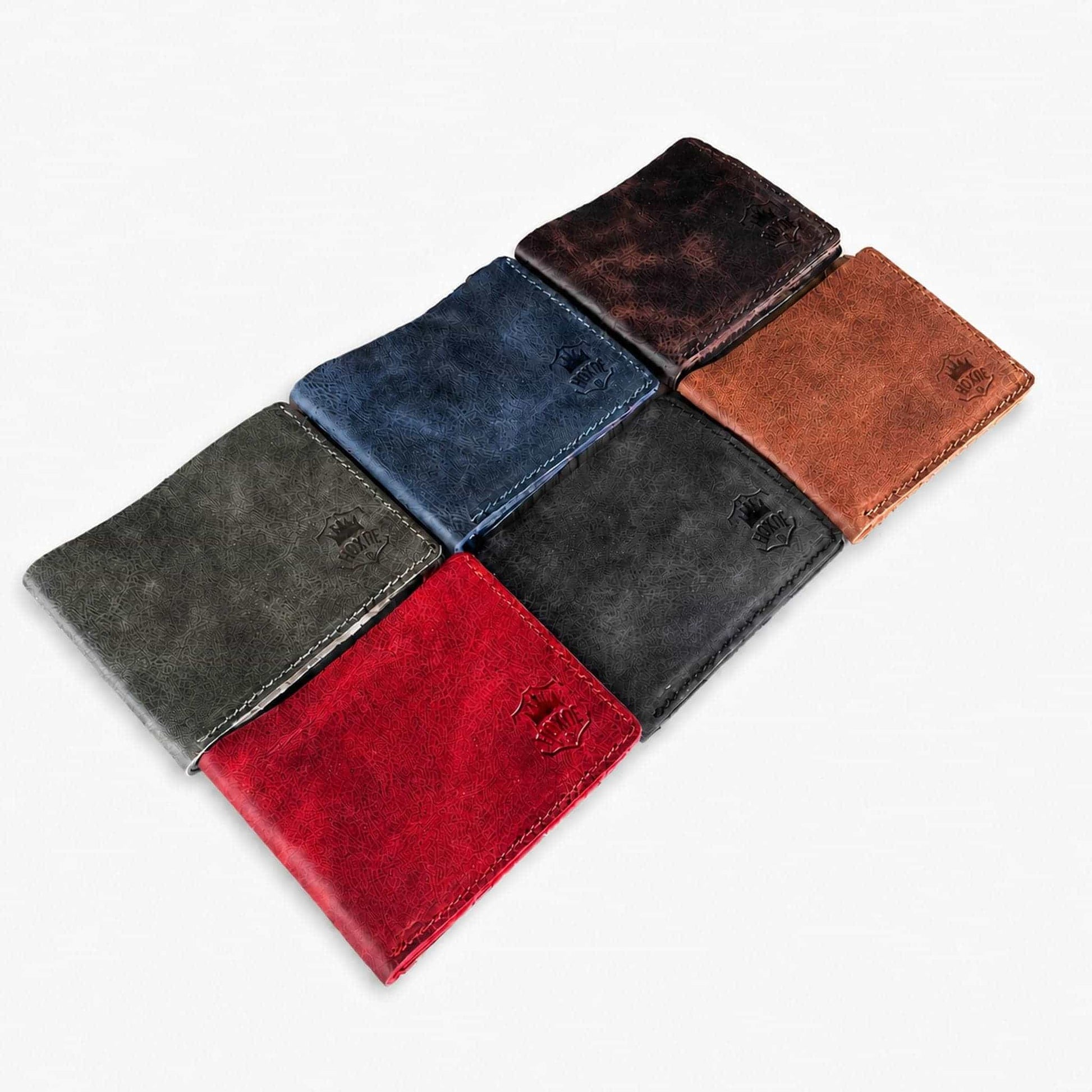 Hoxne Leather bifold wallet all 6 colors, full-grain leather