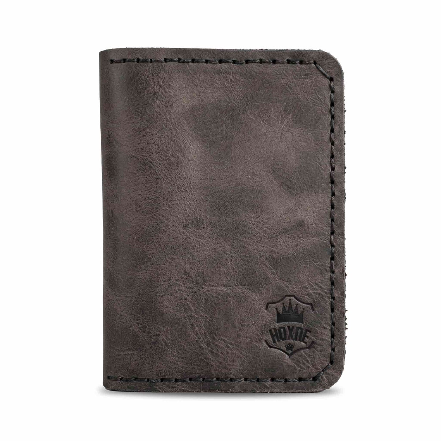 Hoxne Leather passport holder in black, genuine leather