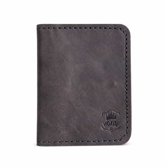 Handmade genuine leather bifold card wallet in black — Hoxne Leather