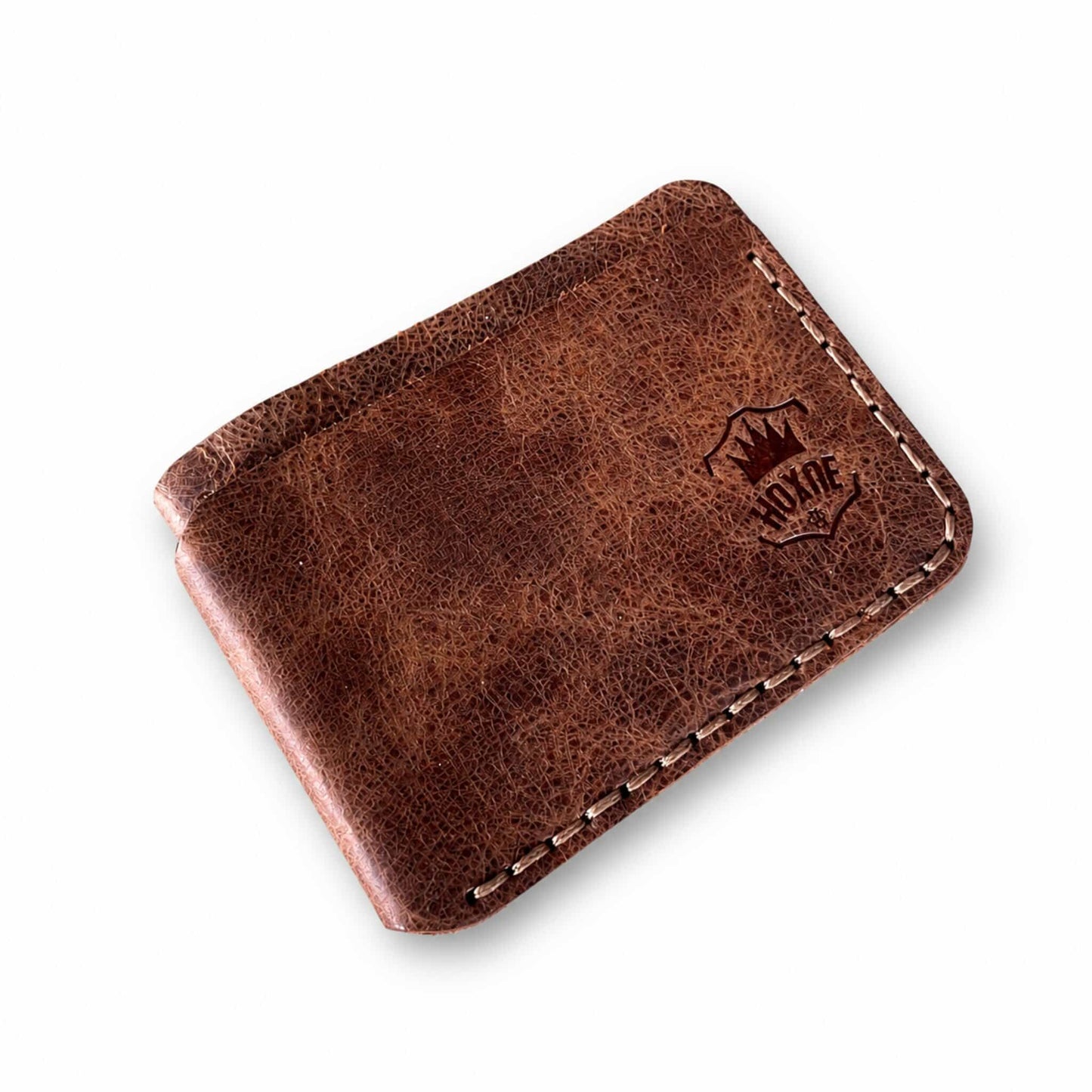 Hoxne Leather slim card holder in camel, genuine leather