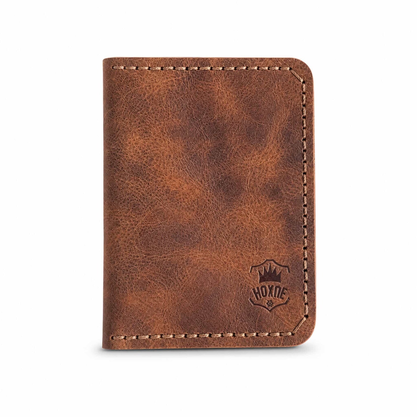 Camel tan handmade genuine leather bifold card wallet — Hoxne Leather
