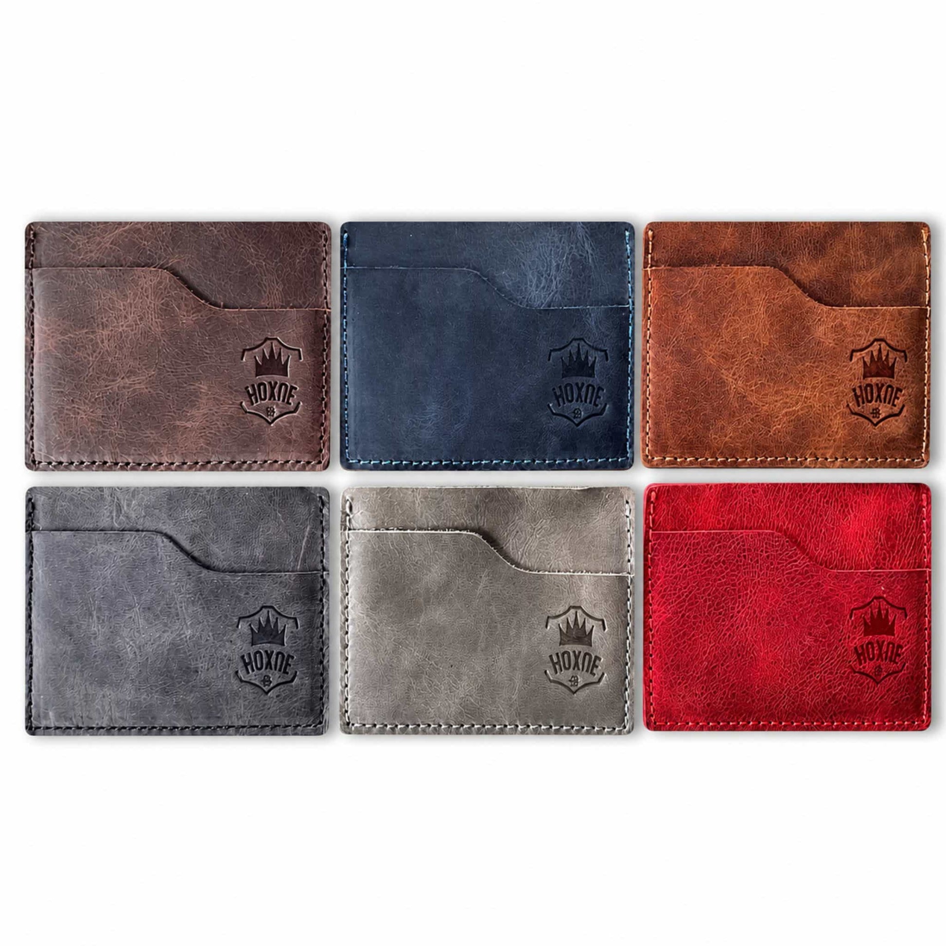 Hoxne Leather front pocket card wallet all 6 colors, full-grain