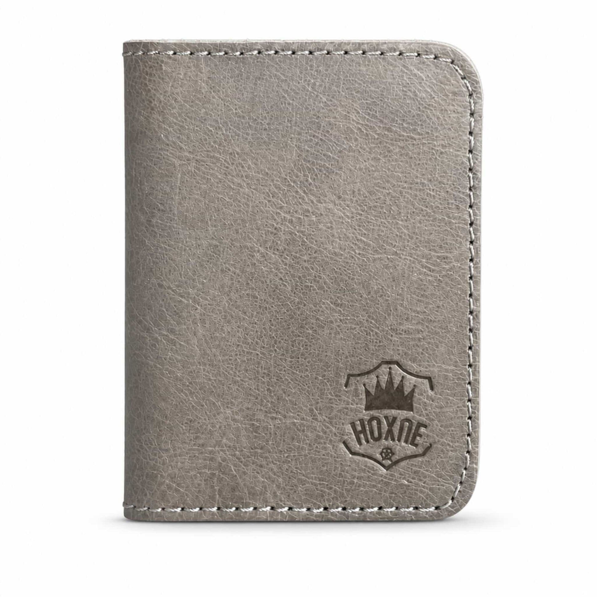 Gray handmade genuine leather bifold card wallet — Hoxne Leather