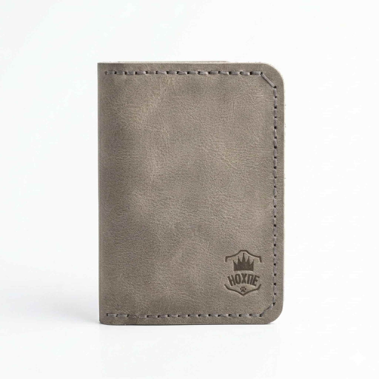 Hoxne Leather passport holder in gray, genuine leather
