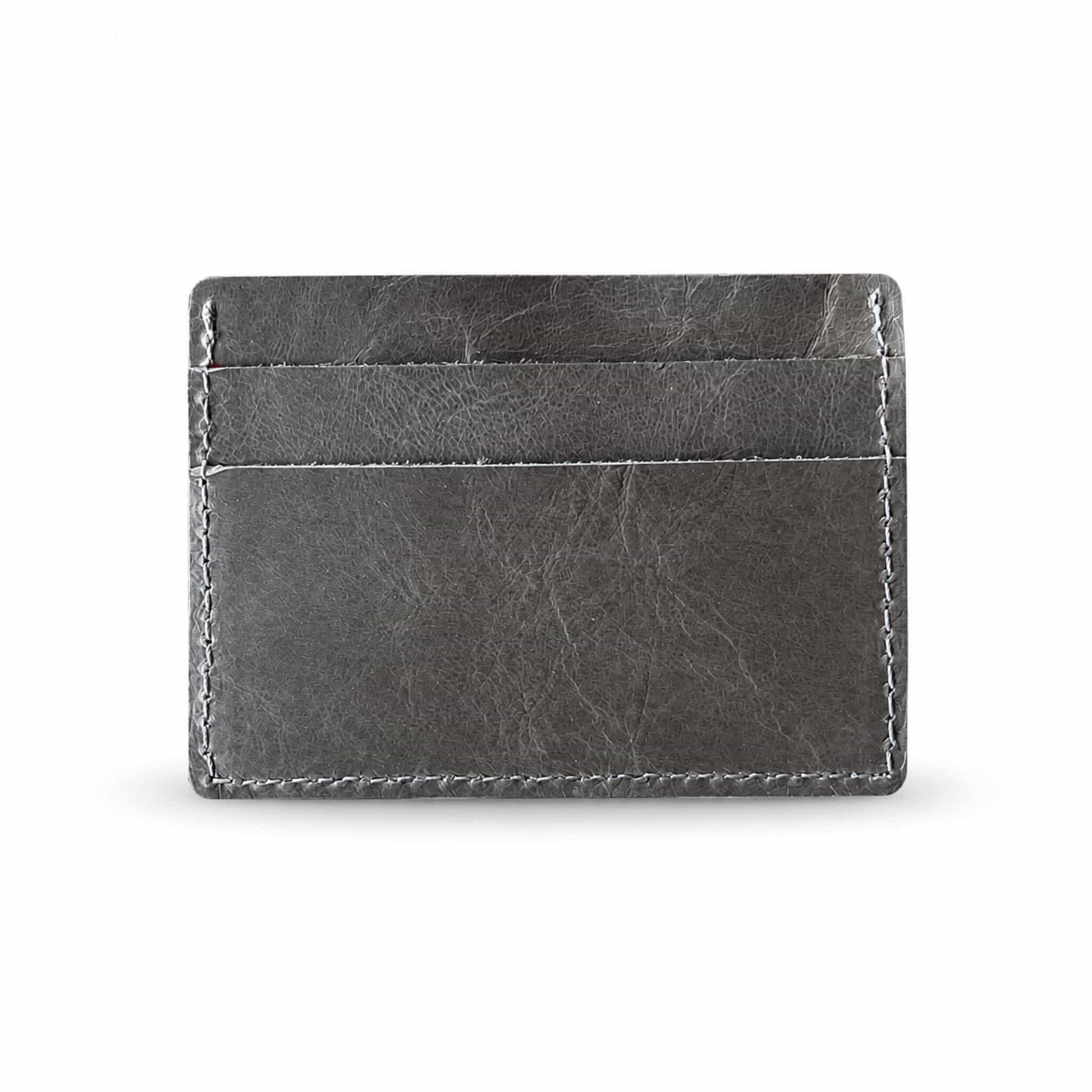 Hoxne Leather front pocket card wallet in gray, back view