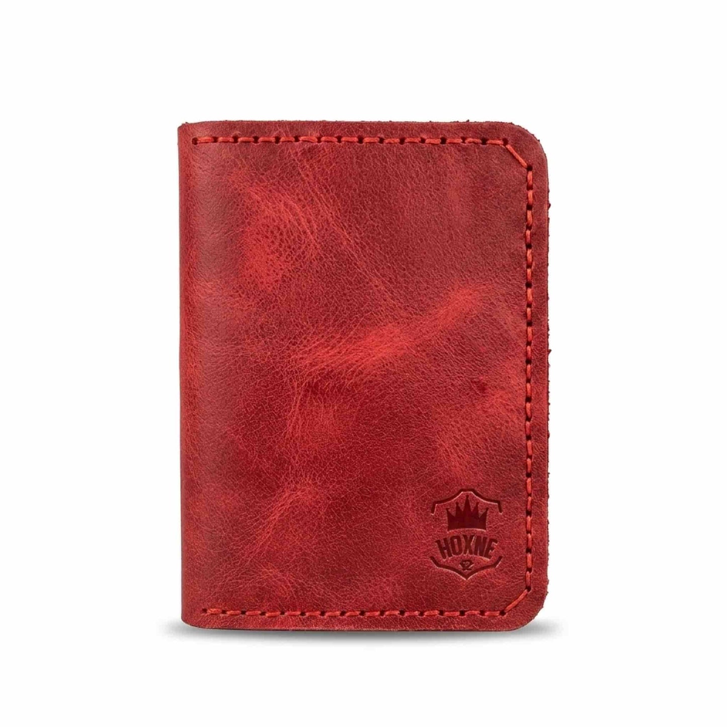 Hoxne Leather passport holder in red, genuine leather